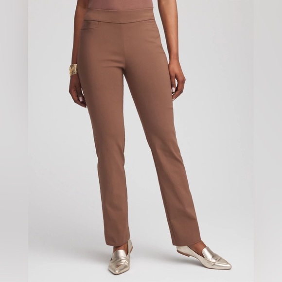 Chico's Pants - Chico’s Women’s Dried Mushroom Brigitte™ Slim Full-Length Trouser Pants Size 8R